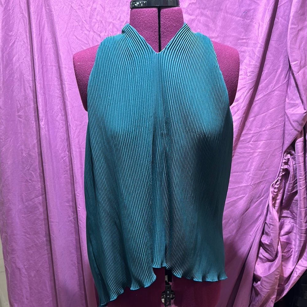 Pink Lily Emerald Green Elegant Teal Sleeveless Top, Blouse, Size  L, Date Night